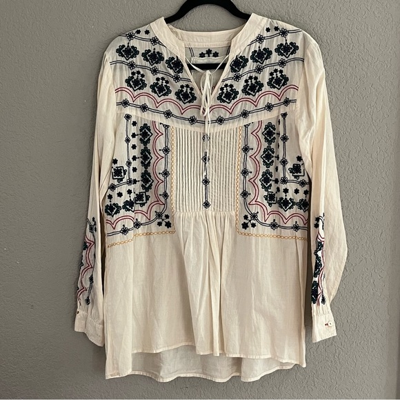 Johnny Was Cream Embroidery Tunic SZ small